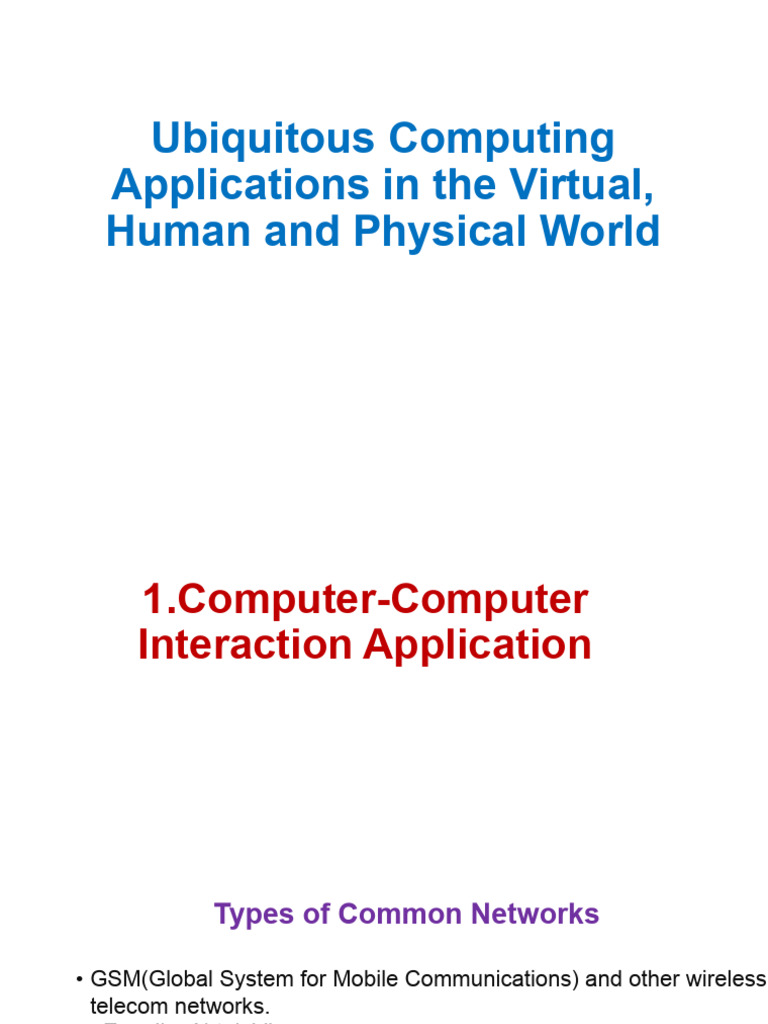 Ubiquitous Computing Applications in The Virtual, Human Lec7 | PDF ...