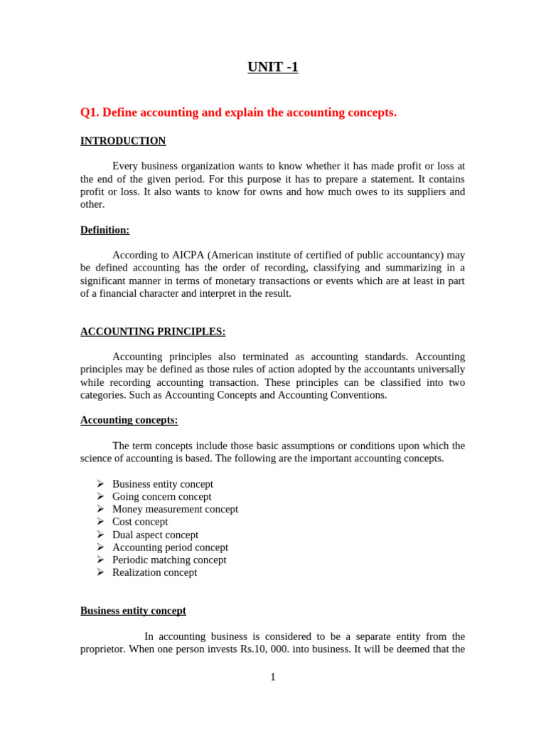 Accounting Concepts and Cycle Explained | PDF | Debits And Credits ...