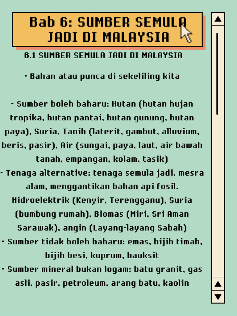 Bab 6 SUMBER SEMULA JADI DI MALAYSIA | PDF