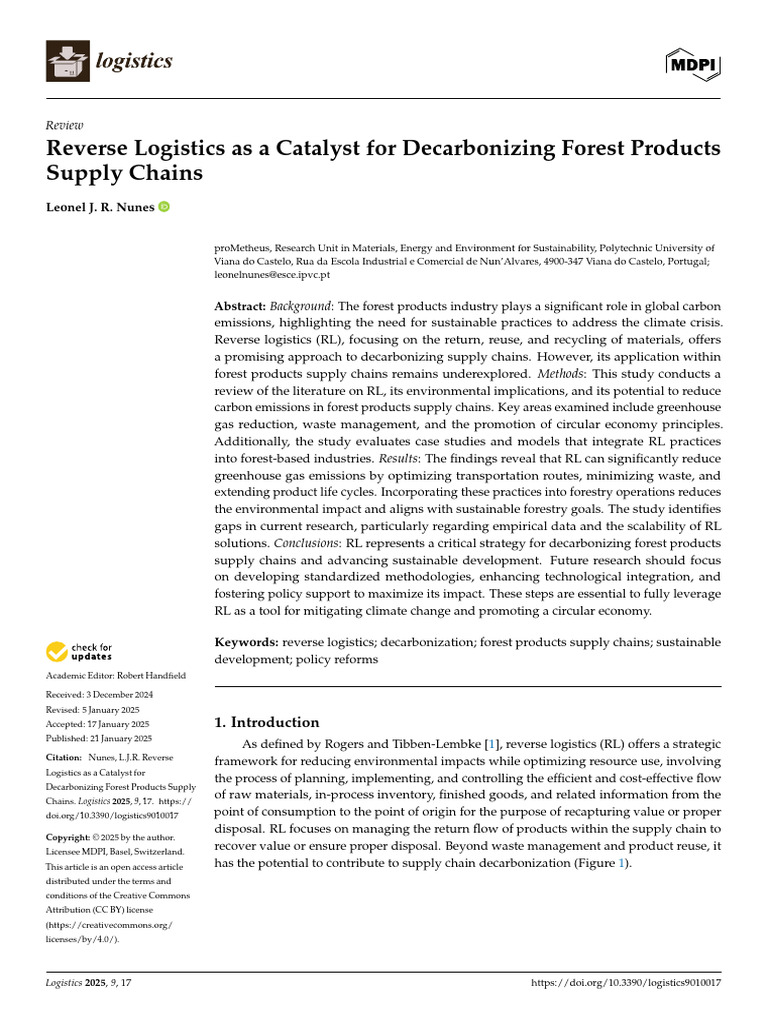Reverse Logistics for Forest Supply Decarbonization | PDF | Climate ...