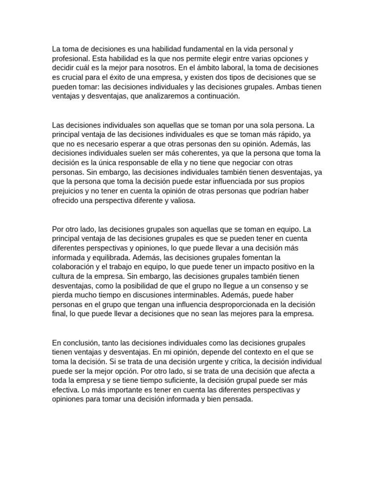 La Toma de Decisiones Es Una Habilidad Fundamental en La Vida Personal ...