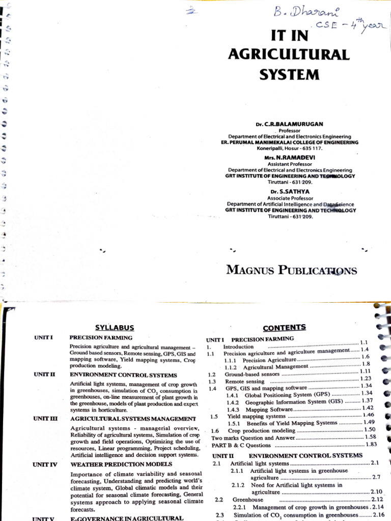 IT Applications in Agriculture Syllabus | PDF | Agriculture | Internet ...