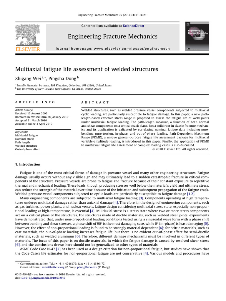 Wei 2010 Multiaxial Fatigue Life Assessment | PDF | Fatigue (Material ...