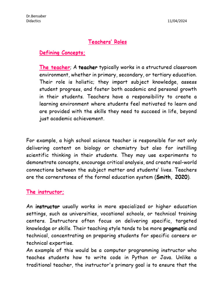 Understanding Teachers' Roles in Education | PDF | Mentorship | Teachers