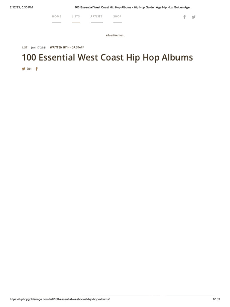 100 Essential West Coast Hip Hop Albums - Hip Hop Golden Age Hip Hop ...
