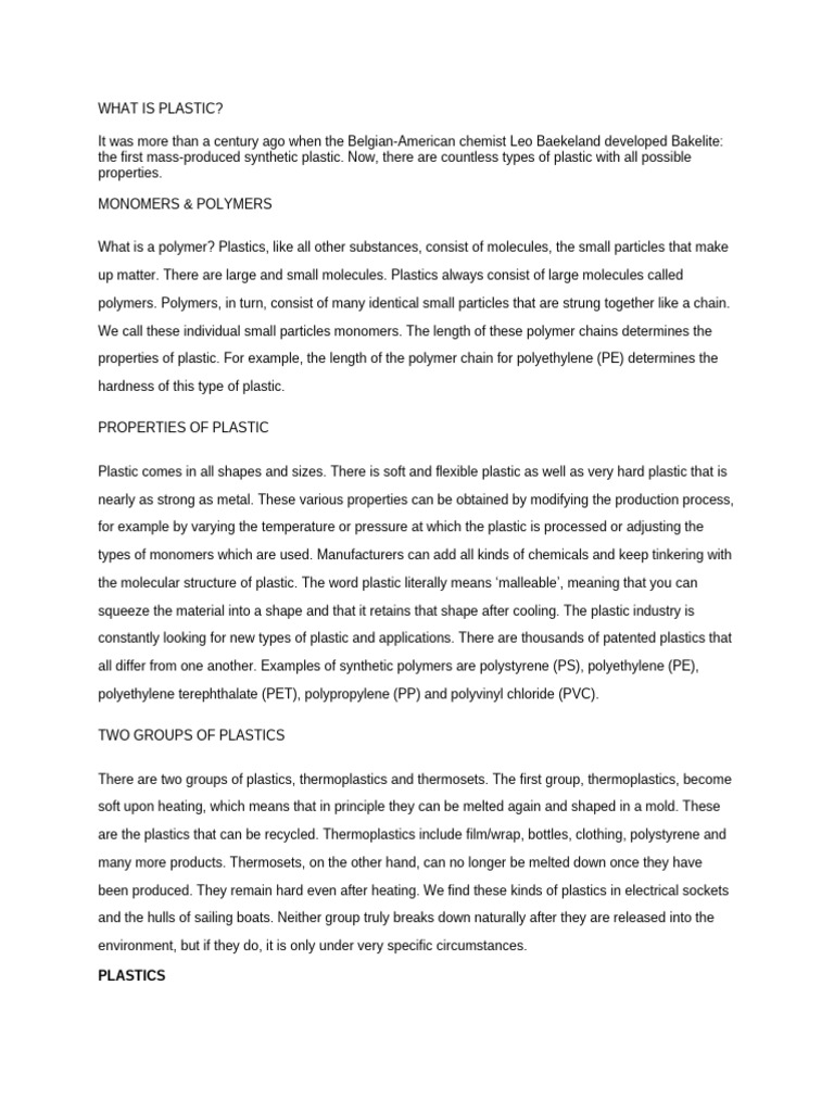 Understanding Plastic: Types and Properties | PDF | Plastic | Polymers