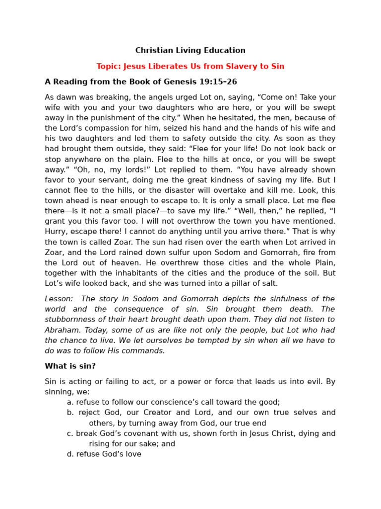 Christian Living Education Q4 | PDF | Sin | Religious Belief And Doctrine