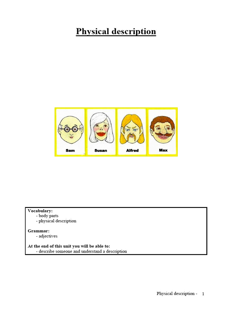 Physical Description Vocabulary Guide | PDF | Linguistics | Languages