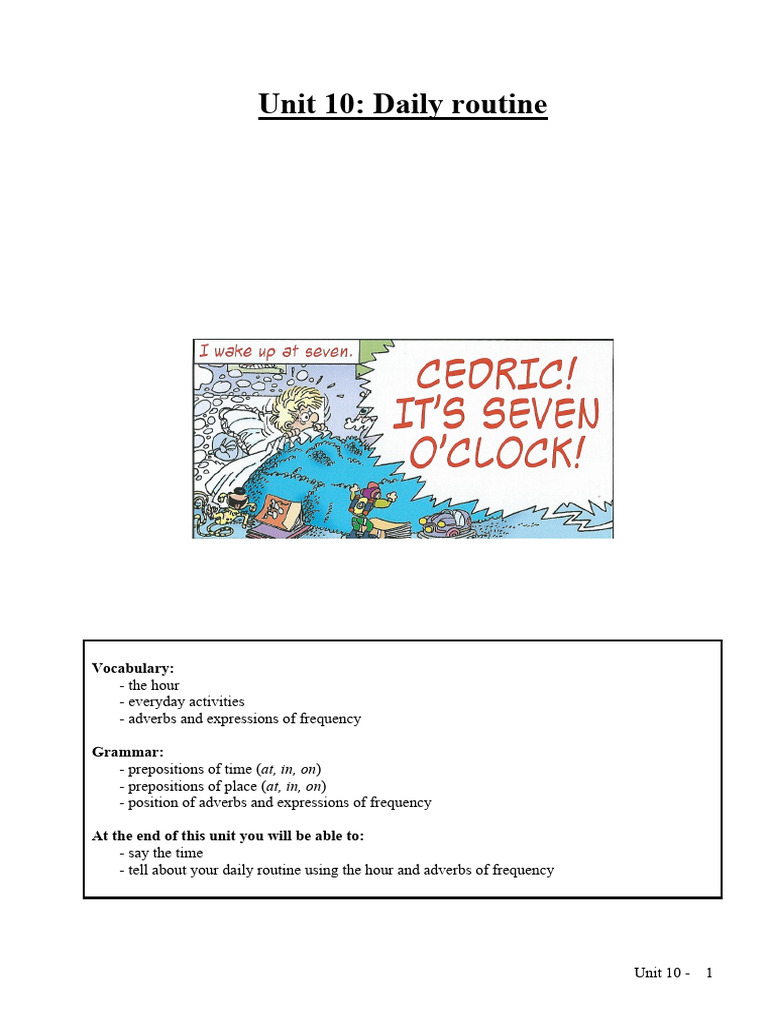 10-Unit 10 - Daily Routine | PDF | Adverb | Lunch