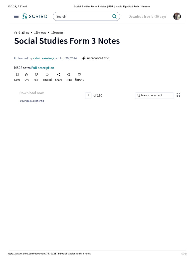 Social Studies Form 3 Notes - PDF - Pripa Notes | PDF | Nirvana ...
