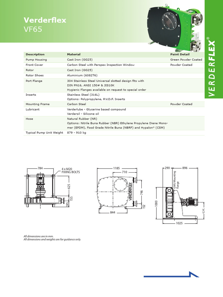 VF65 Data Sheet | PDF | Pump | Mechanical Engineering