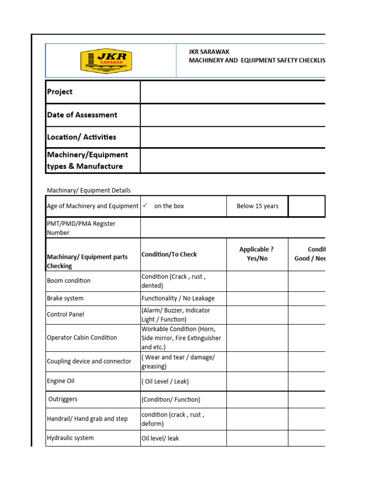 Machinary Safety Checklist & Passport | PDF | Leak | Mechanical Engineering