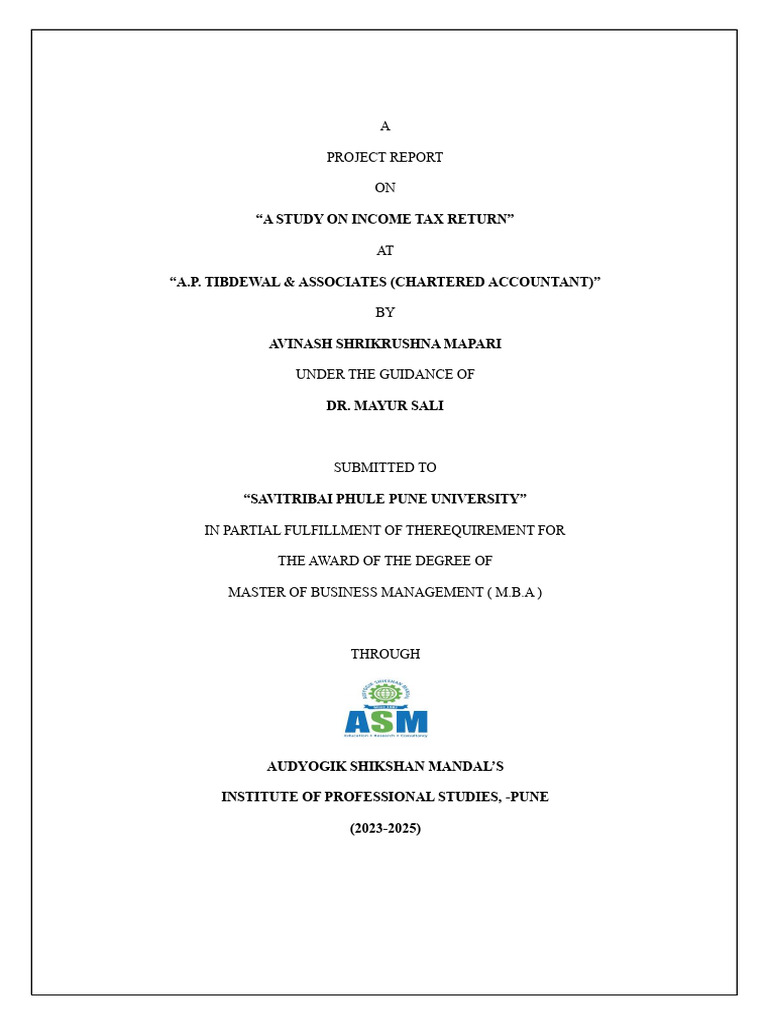 A Final Project ITR | PDF | Capital Gains Tax | Tax Deduction
