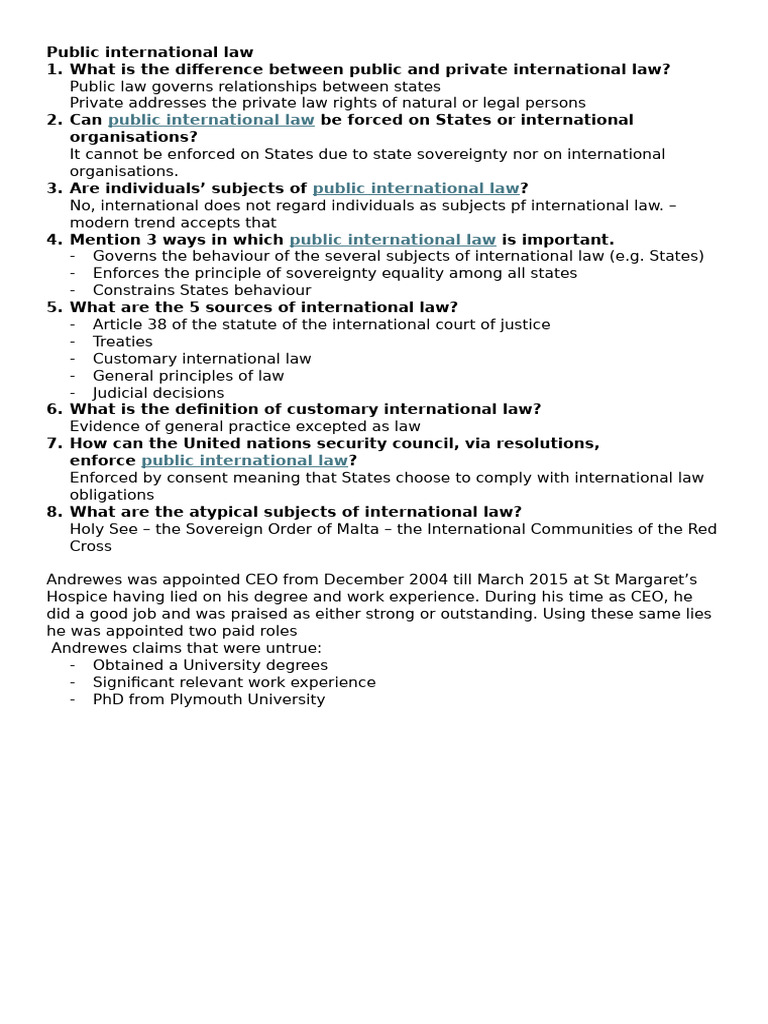 Understanding Public International Law | PDF