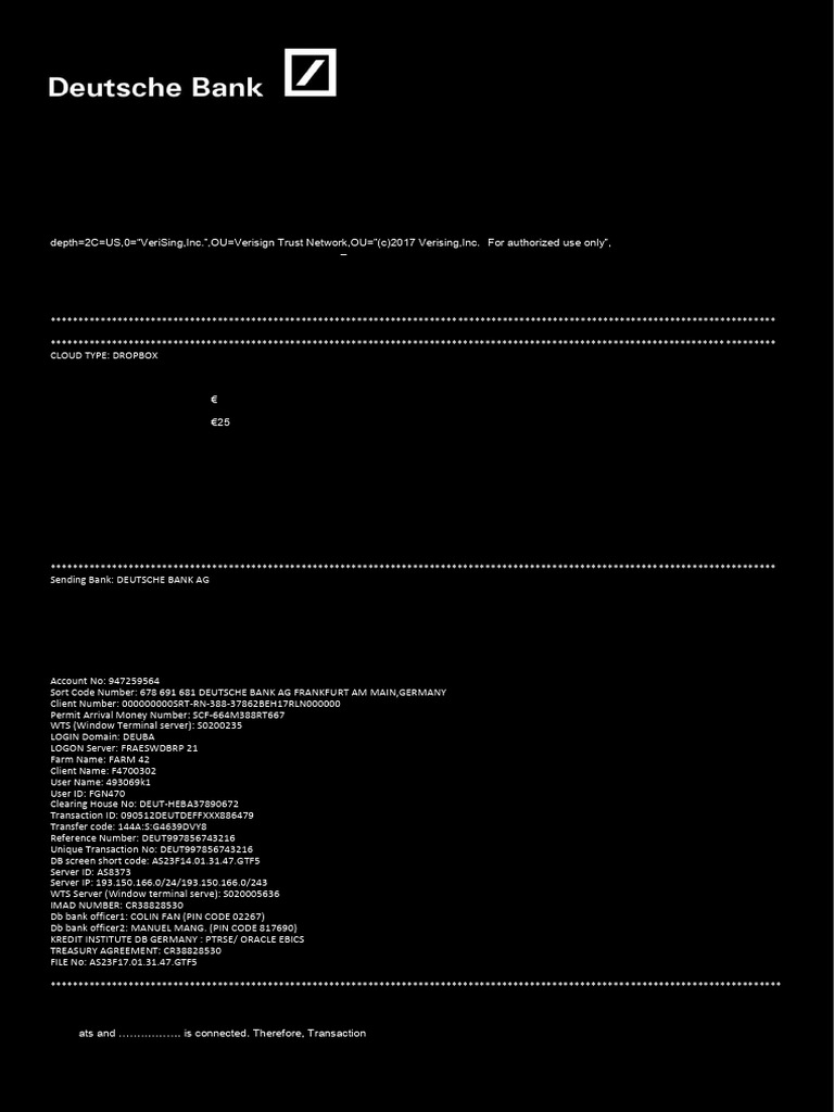Deutsche Bank Transaction Overview | PDF | Internet Architecture | Internet