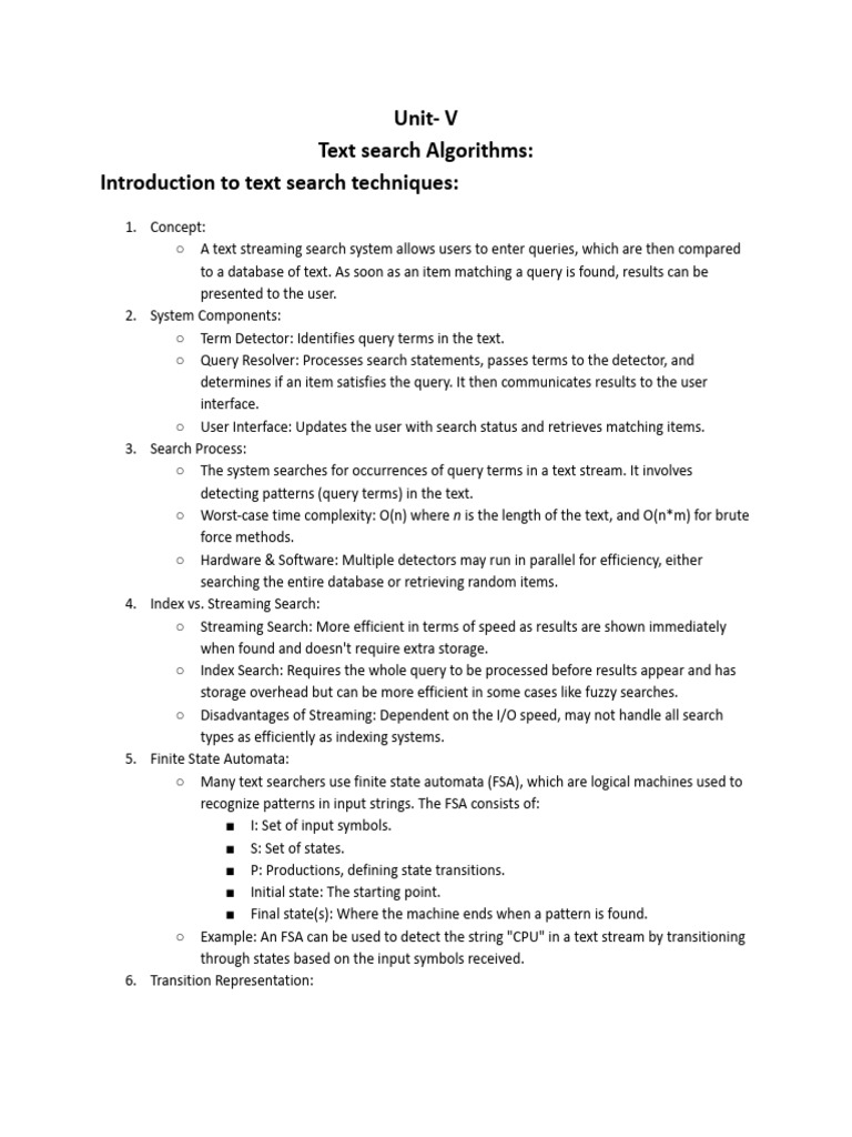 Text Search Algorithms Overview | PDF | Information Retrieval | Speech ...