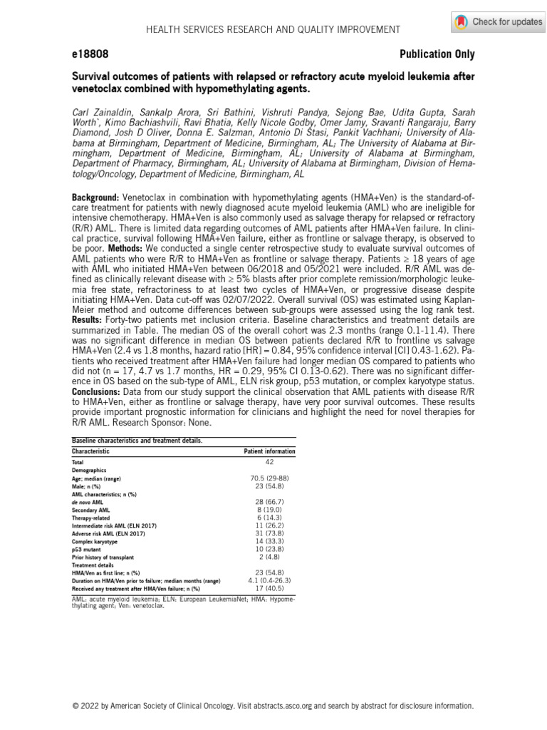 Et Al 2022 Survival Outcomes of Patients With Relapsed or Refractory ...