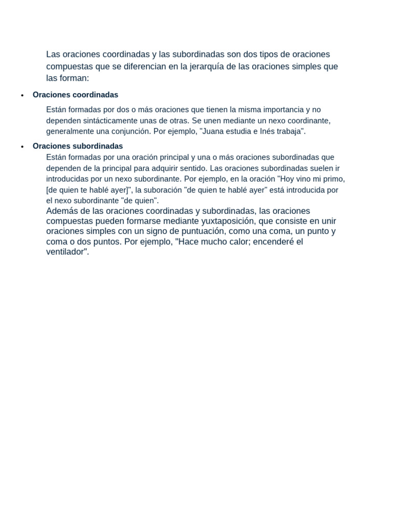 Diferencias entre oraciones coordinadas y subordinadas | PDF