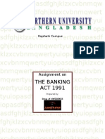 The Banking ACT 1991: Assignment On