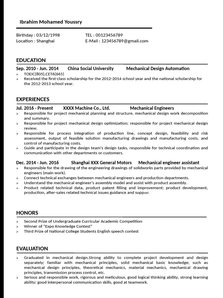 Minimalist Style CV Youdsry | PDF
