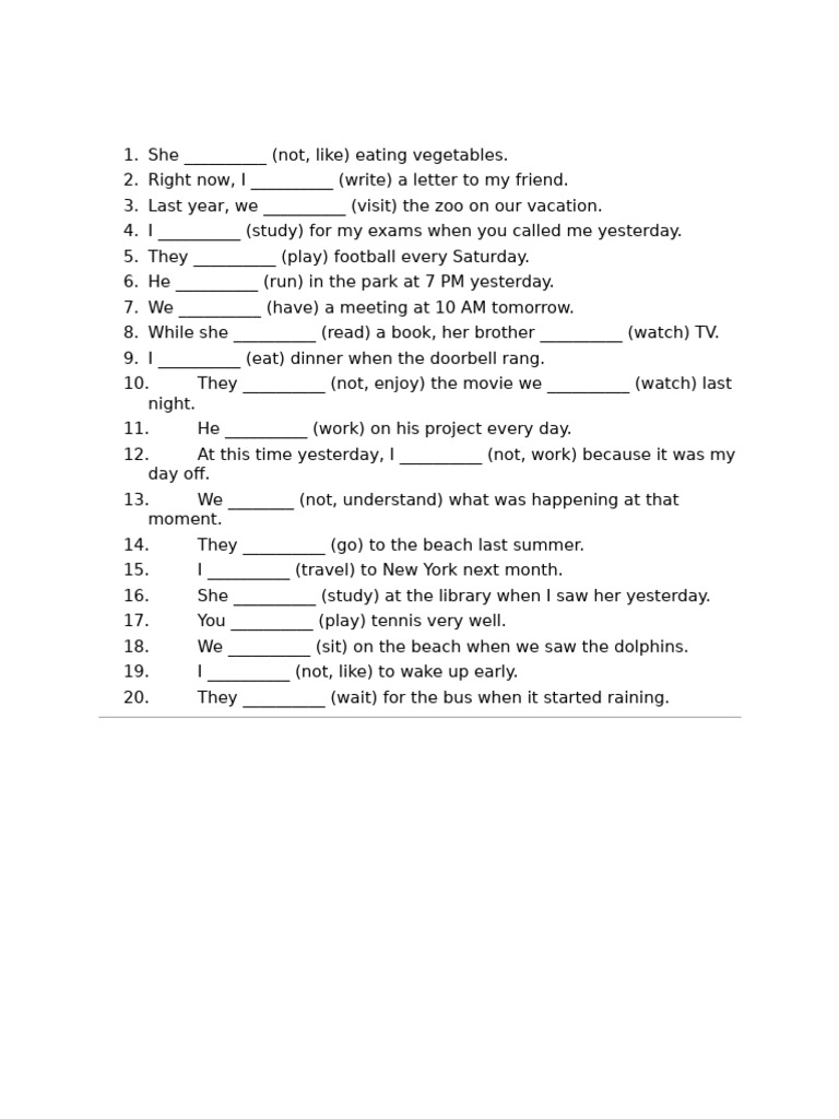 English Verb Tense Exercises PDF | PDF
