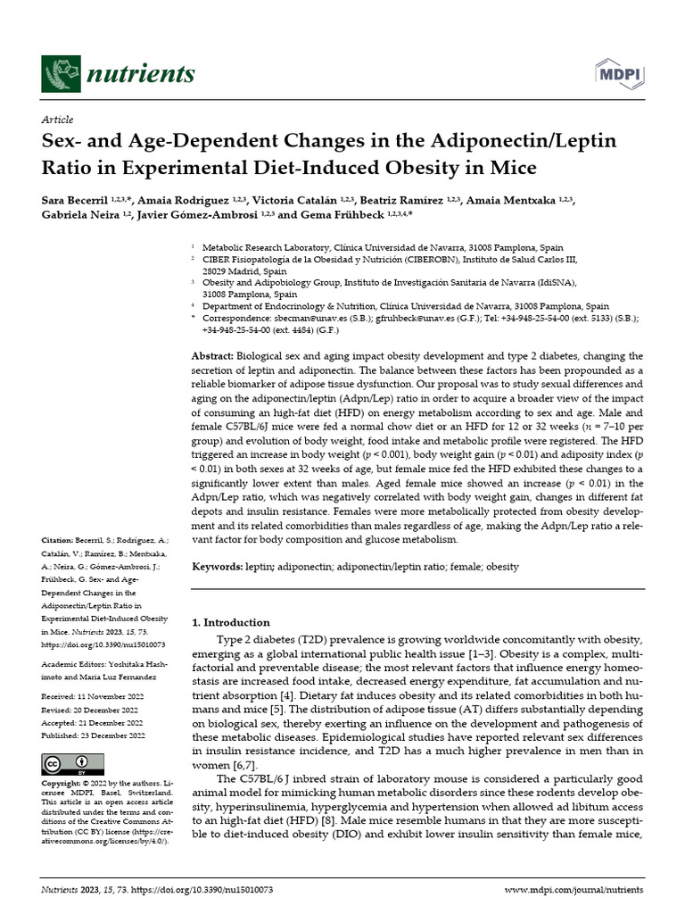 Nutrients-23-15-73 | PDF | Leptin | Adipose Tissue