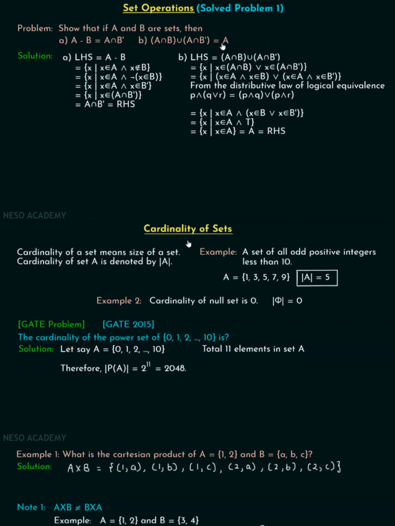 (1) set operations (solved problem 1) | PDF
