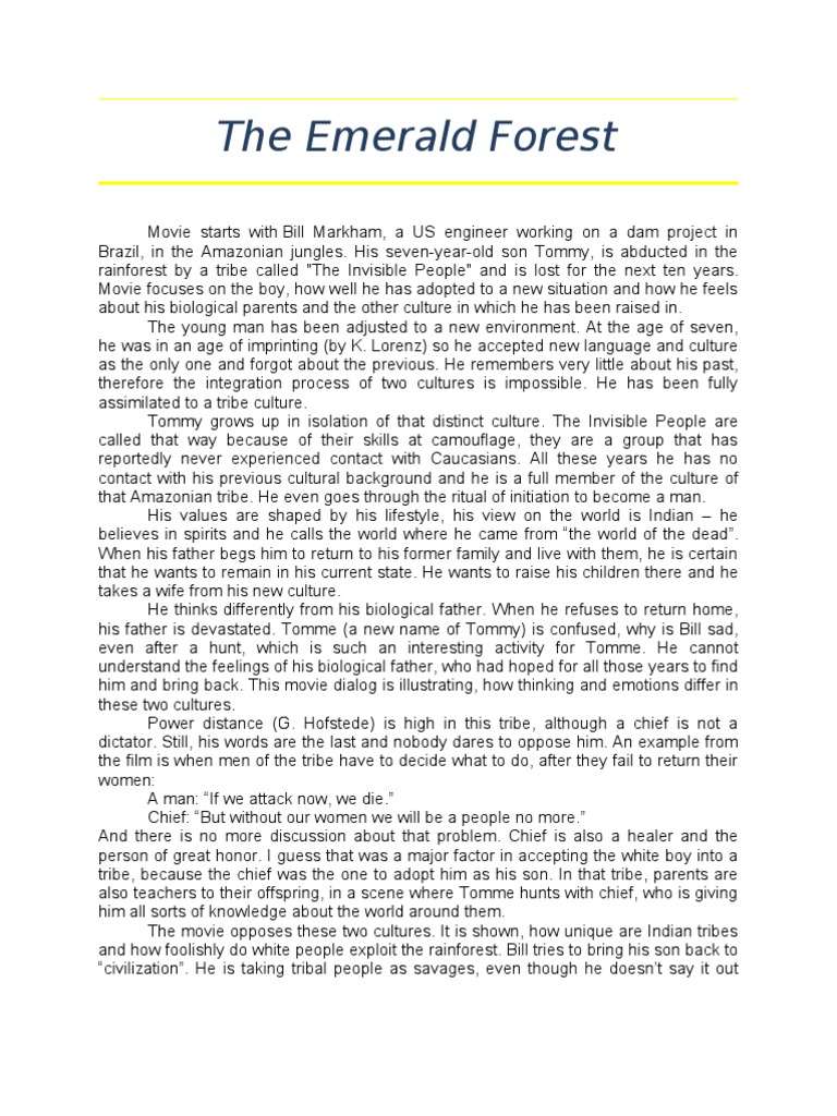 Essay The Emerald Forest | PDF