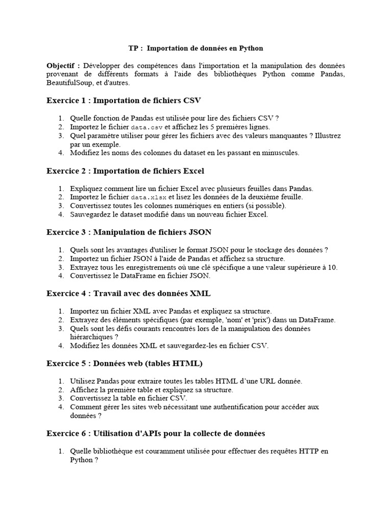 Importation et manipulation de données Python | PDF | Fichier ...