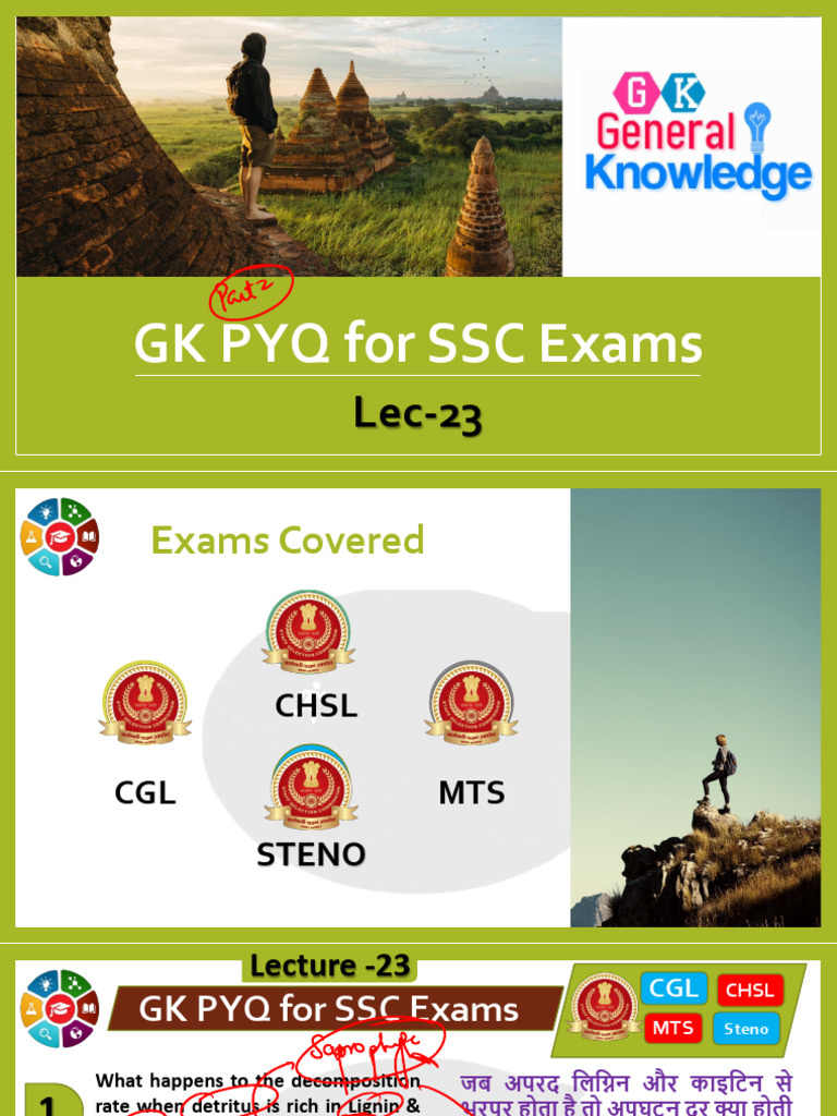 Lecture - 23 GK - PYQ FOR SSC (Autosaved) | PDF