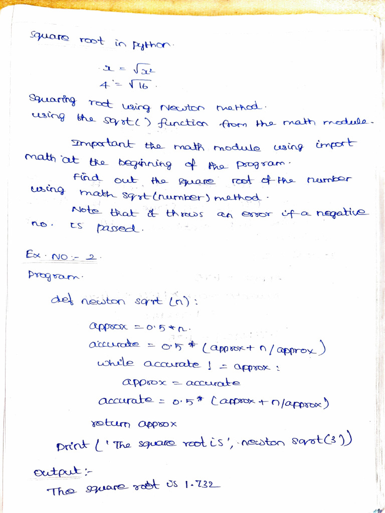 Square Root Calculation in Python | PDF | Computer Programming | Object ...