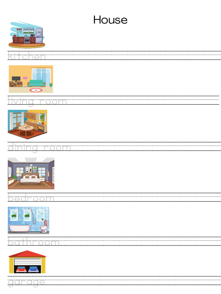 House Parts Tracing Worksheet | PDF