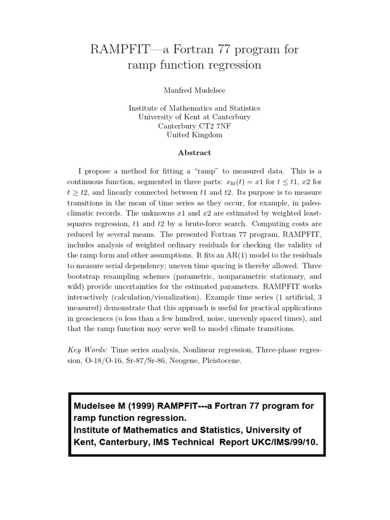 RAMPFIT: Ramp Function Regression Tool | PDF | Bootstrapping ...