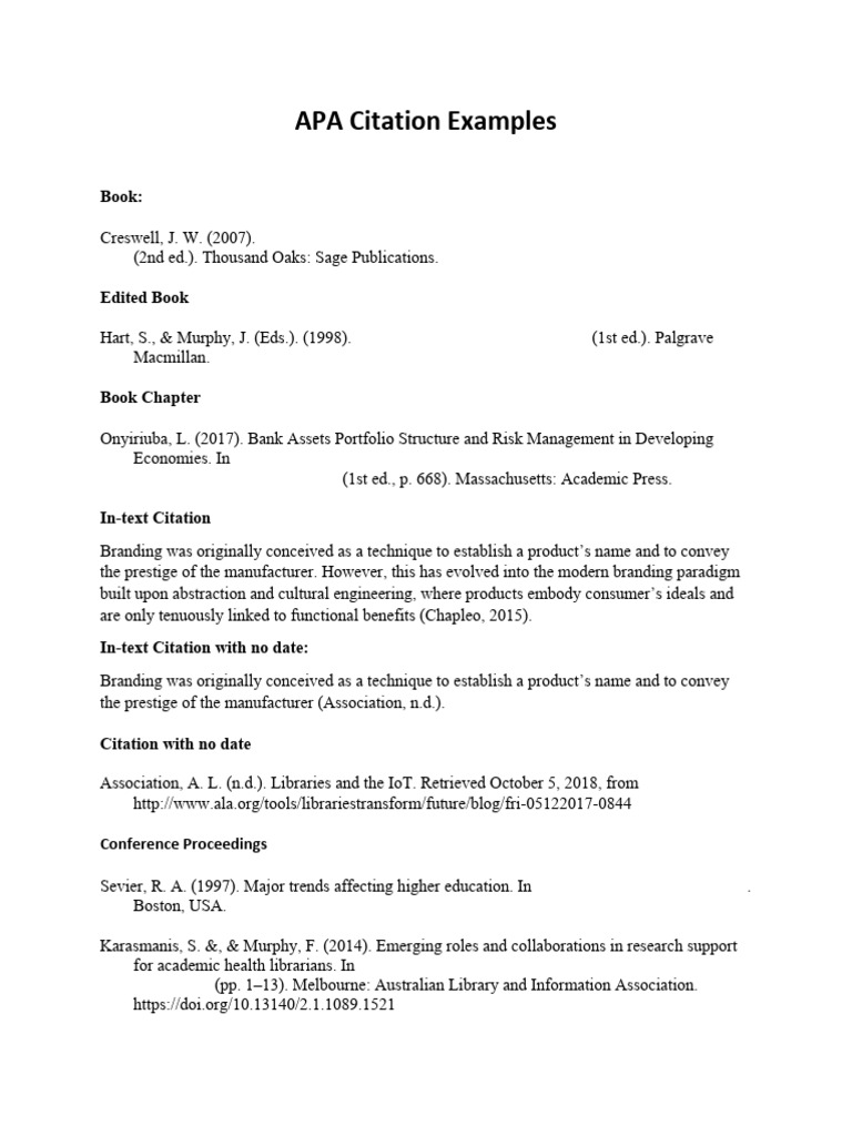 Citation Examples_APA | PDF