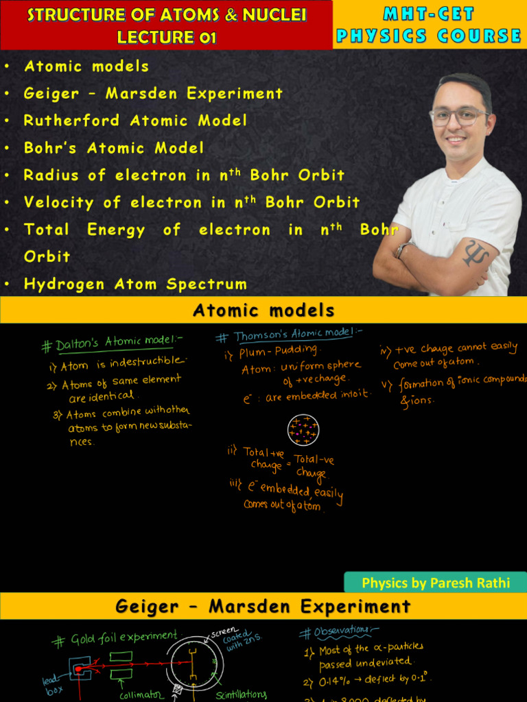 LEC 01 STRUCTURE OF ATOMS & NUCLEI Notes | PDF