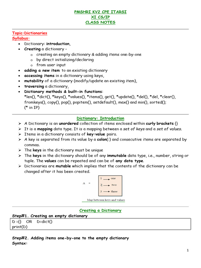 Python Dictionary Basics and Methods | PDF | Computer Science ...