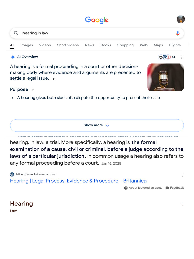 Legal Definition of Hearing in Law | PDF | Trials | Judge