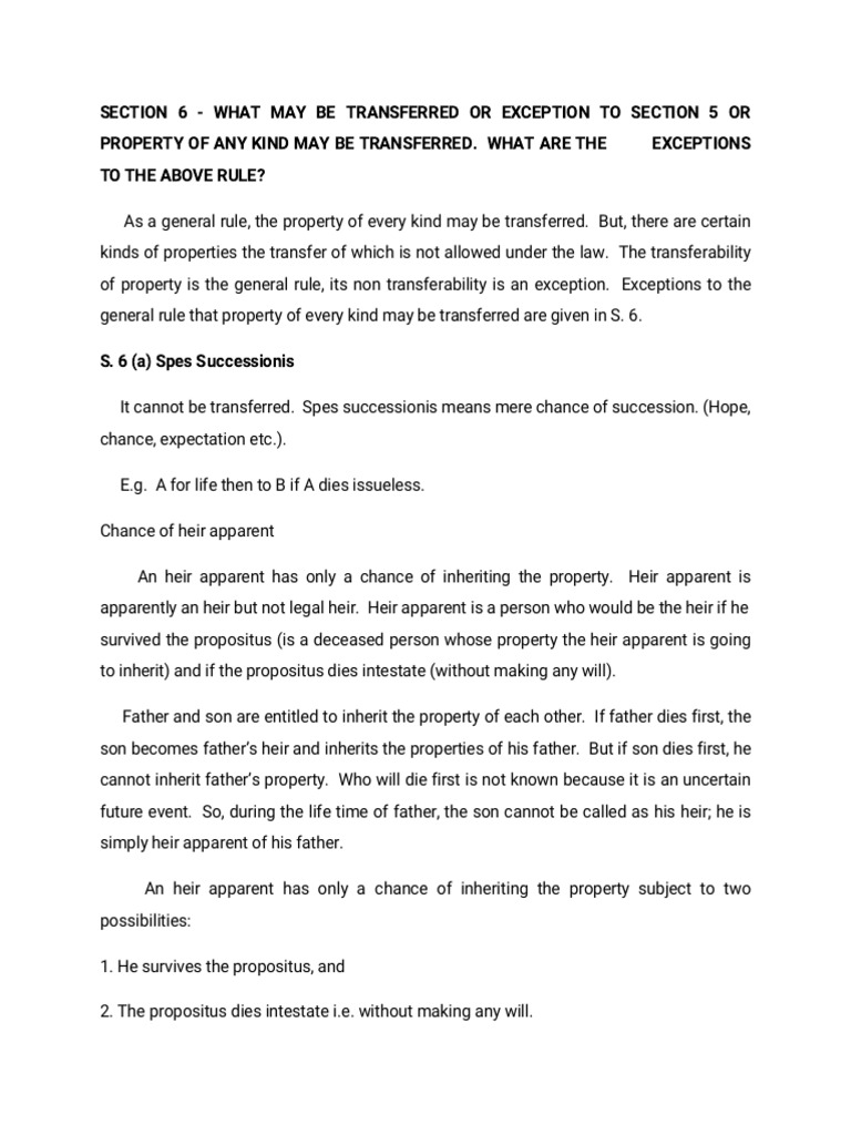 Section 6 - What May Be Transferred or Exception To Section 5 or ...