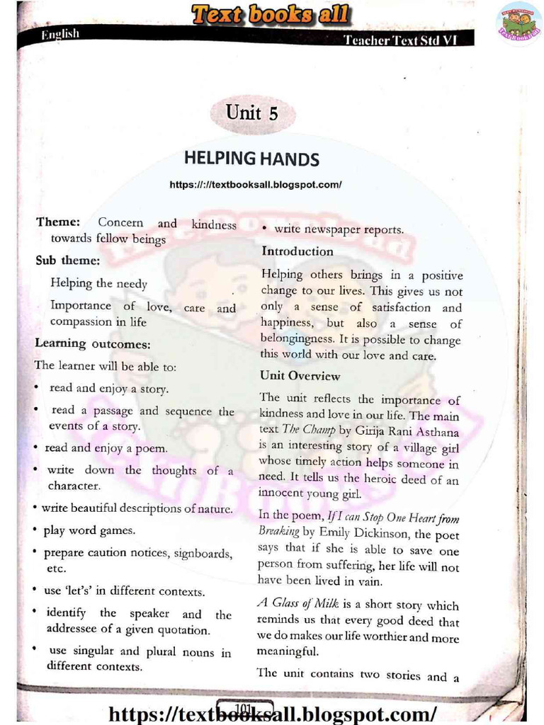 SCERT KERALA Teacher Texts (Hand Books) Std VI English -Unit 5 Helping ...
