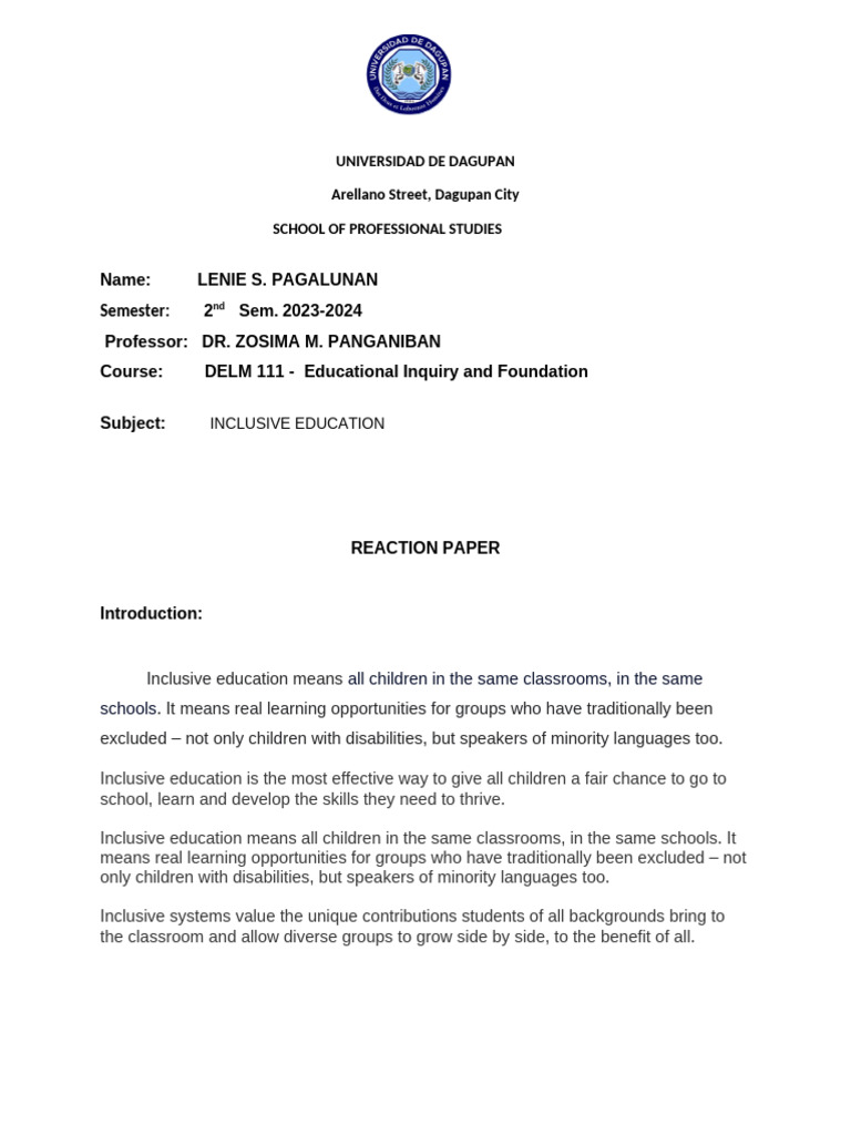 Inclusive Education: A Path to Equity | PDF | Inclusion (Education ...