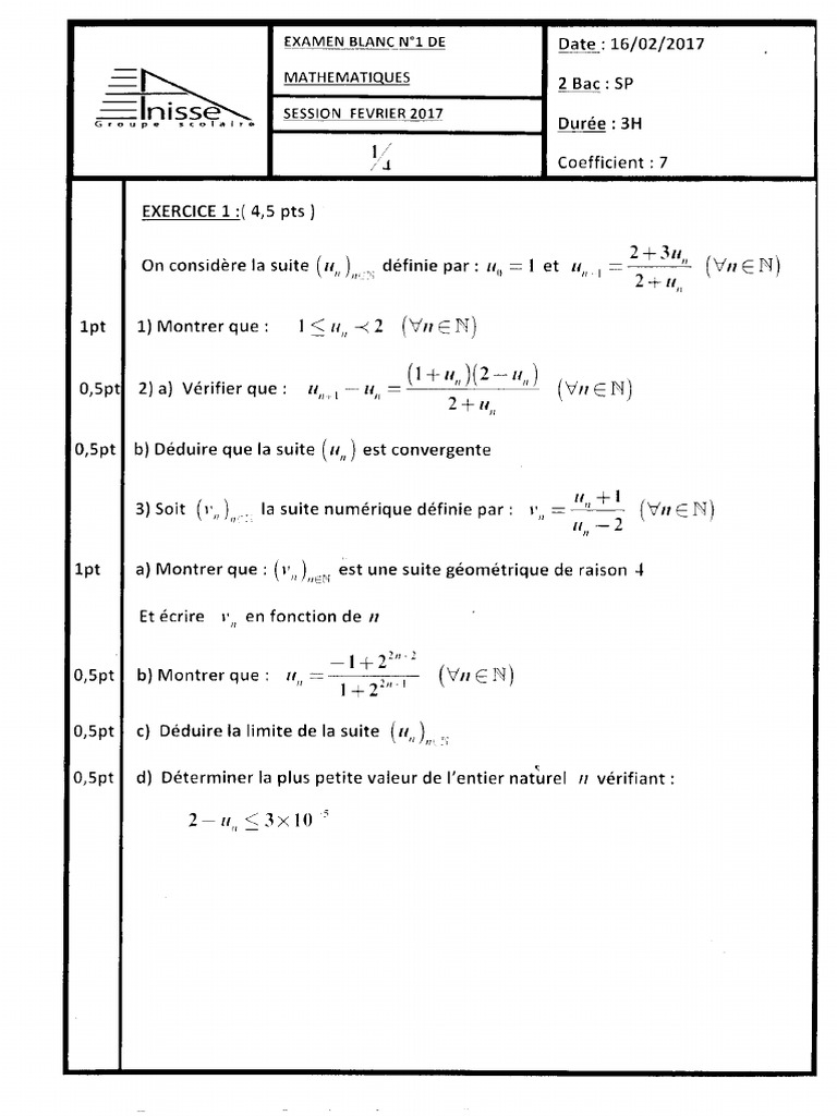 GSA 2BAC 1617 S1 EB1 PCF Maths | PDF