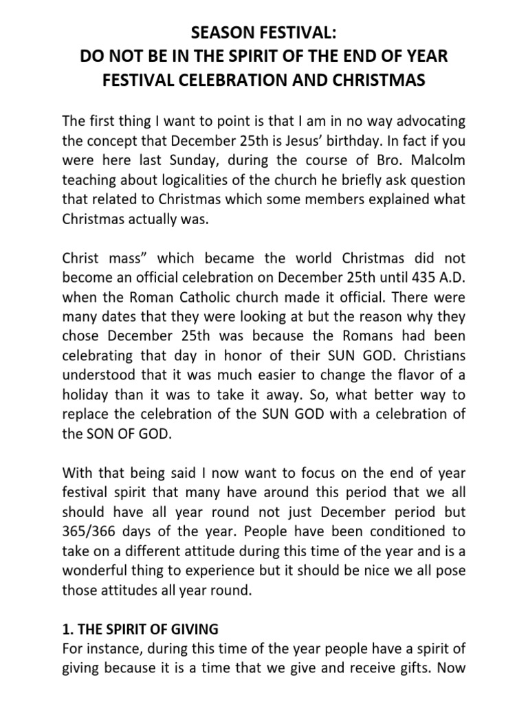 Do not be in the spirit of the end of year festival celebration pdf