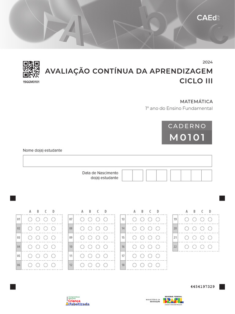 M0101 1º Ano Matemática Caed | PDF