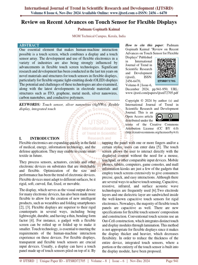 Review On Recent Advances On Touch Sensor For Flexible Displays | PDF ...