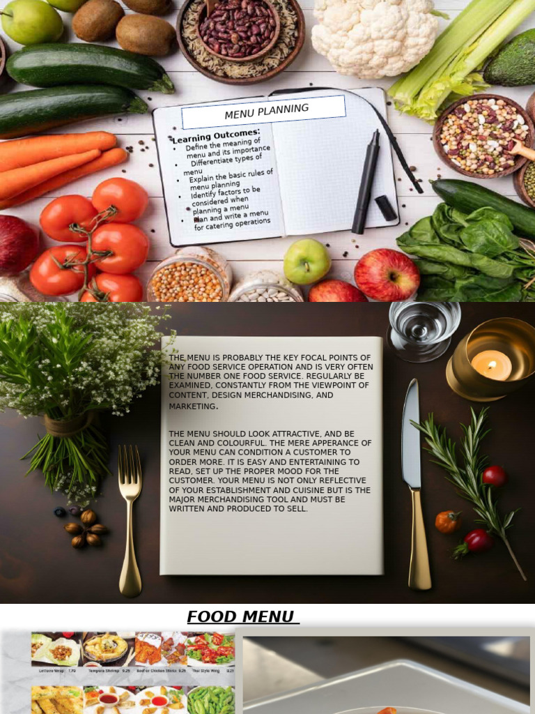 Chapter 4 The Menu Planning 2 | PDF | Menu | Fruit Preserves