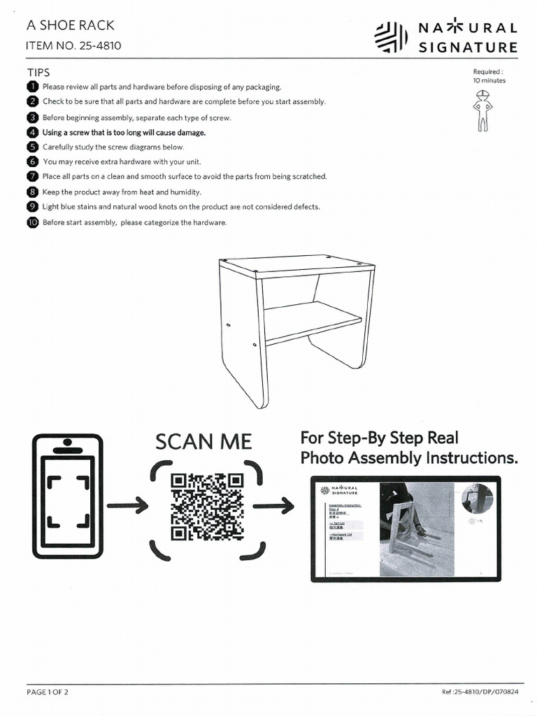Natural Signature Shoe Rack | PDF