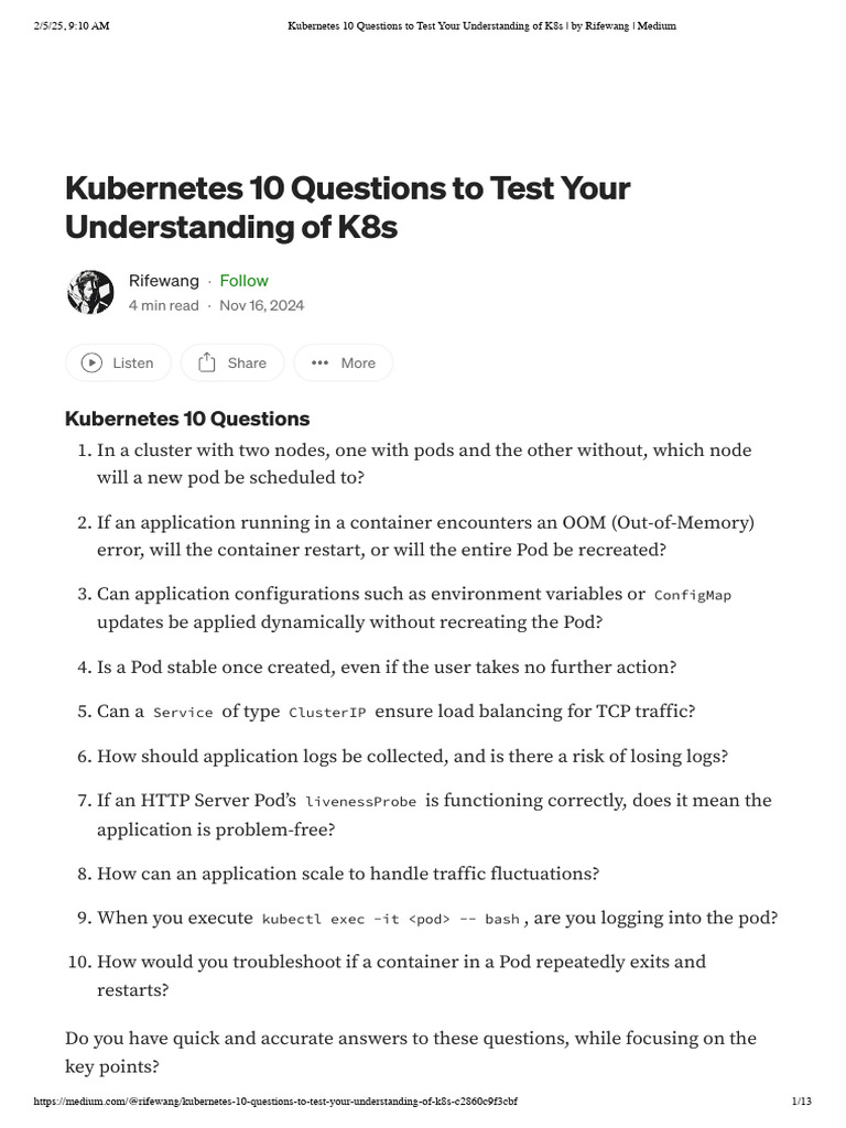 Kubernetes Quiz: Test Your K8s Knowledge | PDF | Information Technology ...