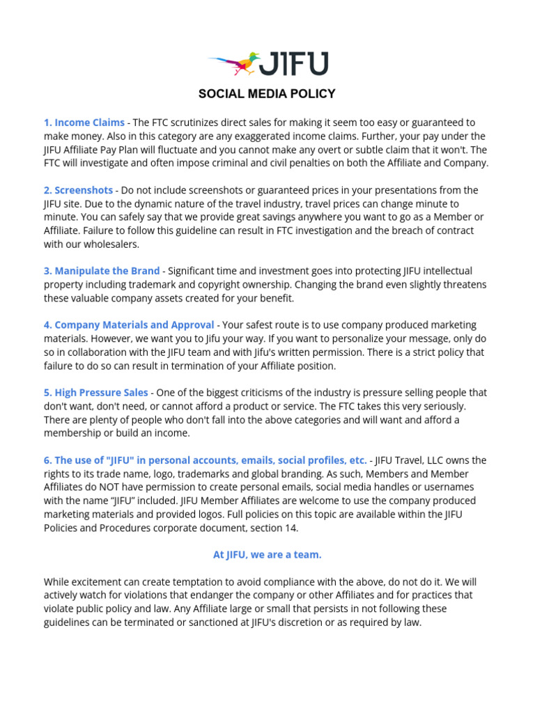 JIFU Social Media Policy 2022 EN | PDF