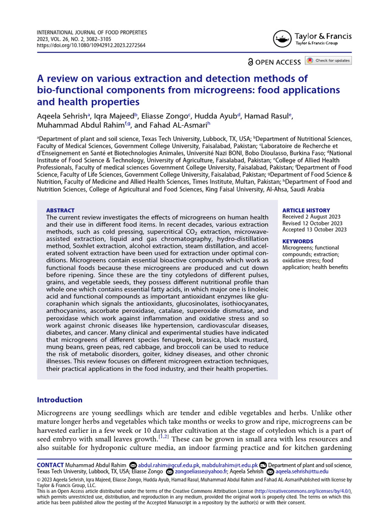 Microgreens: Extraction Methods & Health Benefits | PDF | Carbon ...
