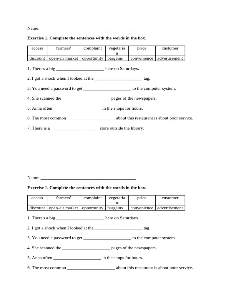 Sentence Completion Exercises | PDF